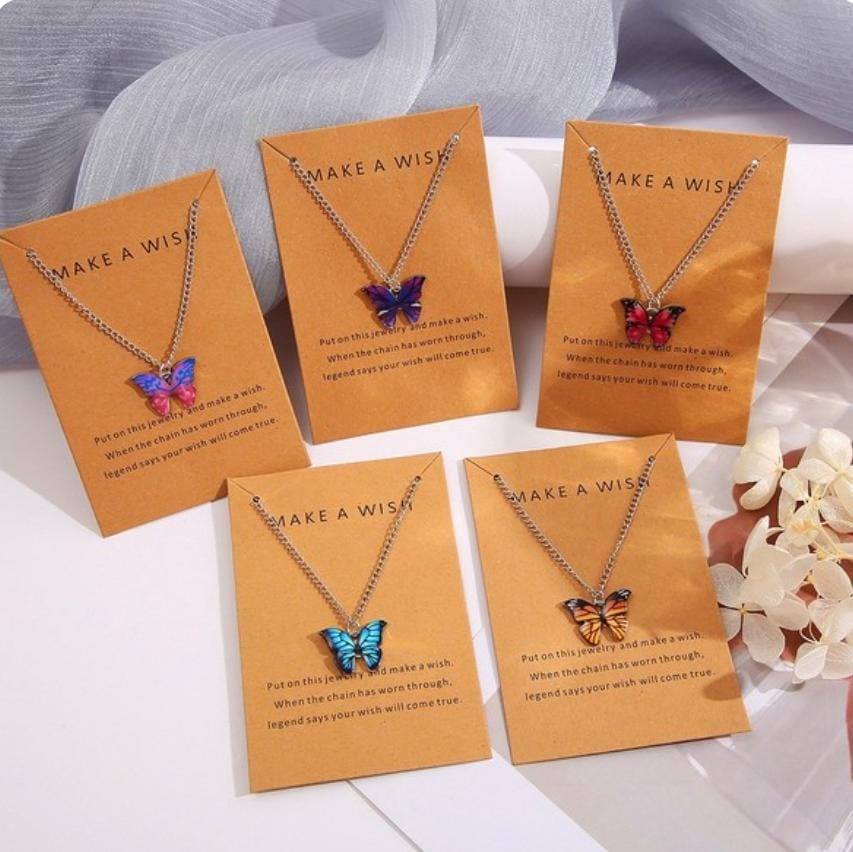 Colourful Butterfly Wish Necklace