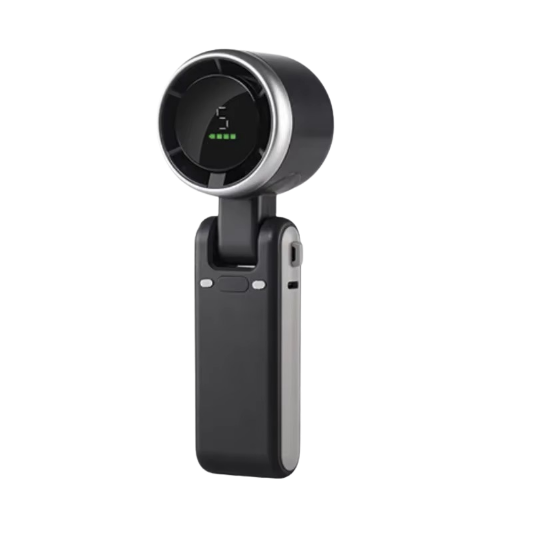 Folding High-Speed Handheld Fan | 3600mAh | 5 Speed | Digital Display | USB Rechargeable