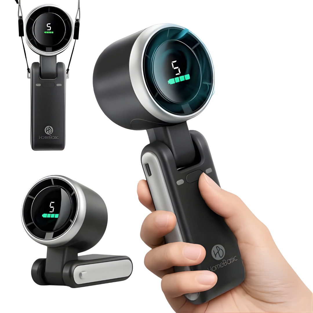 Folding High-Speed Handheld Fan | 3600mAh | 5 Speed | Digital Display | USB Rechargeable