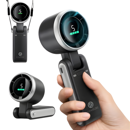 Folding High-Speed Handheld Fan | 3600mAh | 5 Speed | Digital Display | USB Rechargeable